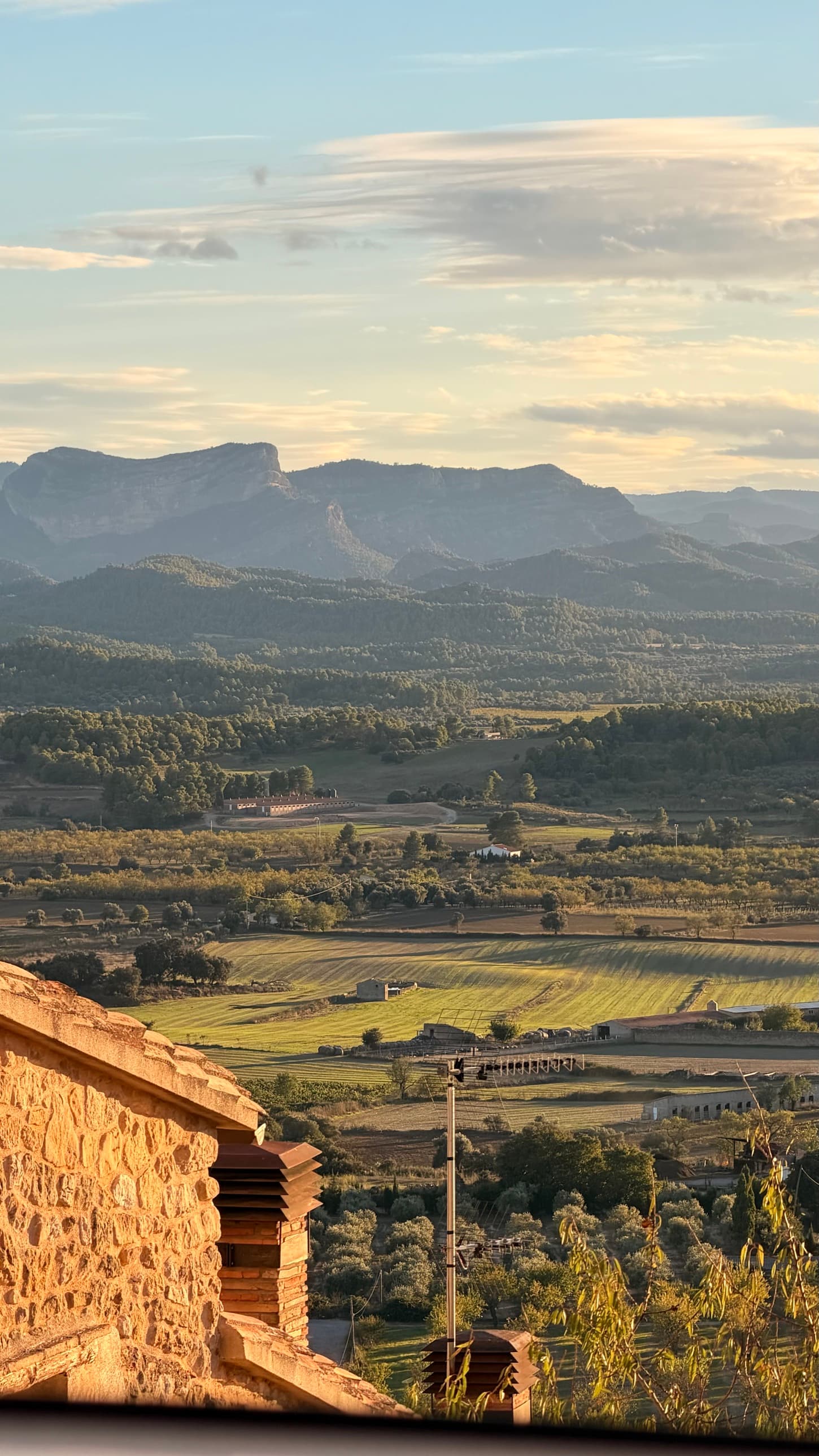 Atardecer sobre los campos de almendros y olivos desde Horta de Sant Joan